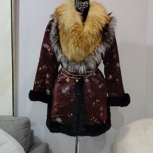 Black Rabbit Fur Reversable Coat - Classic Winter Jacket